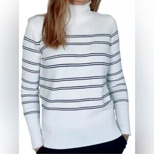 French Connection White and Black Striped Sweater